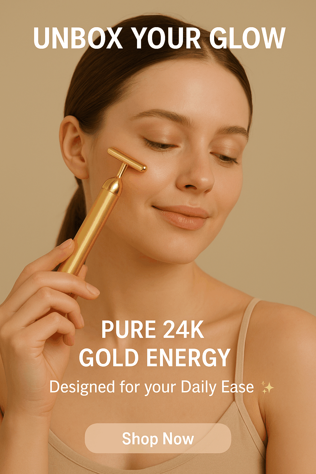 "24K Gold Face Massage Roller for Anti-Aging, Dark Circles & Wrinkles"