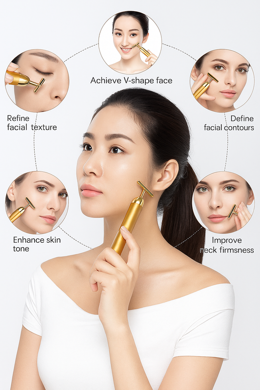 "24K Gold Face Massage Roller for Anti-Aging, Dark Circles & Wrinkles"
