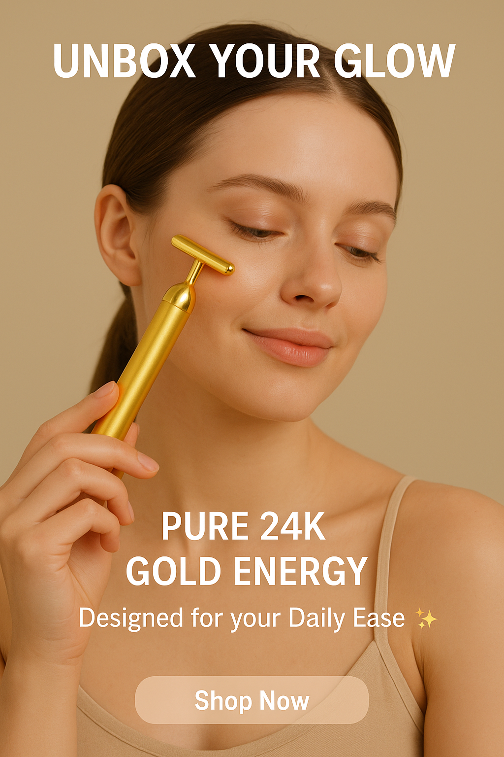 "24K Gold Face Massage Roller for Anti-Aging, Dark Circles & Wrinkles"