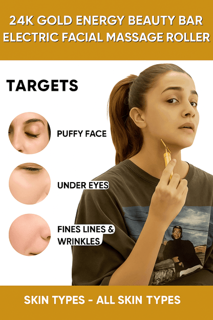 "24K Gold Face Massage Roller for Anti-Aging, Dark Circles & Wrinkles"