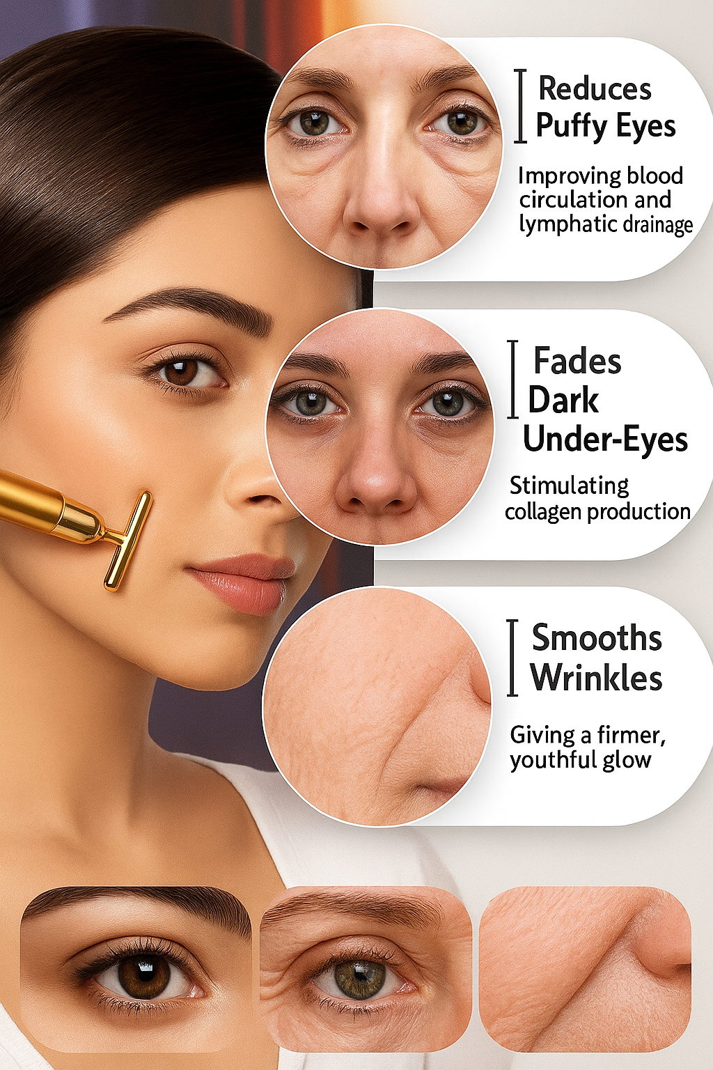 "24K Gold Face Massage Roller for Anti-Aging, Dark Circles & Wrinkles"