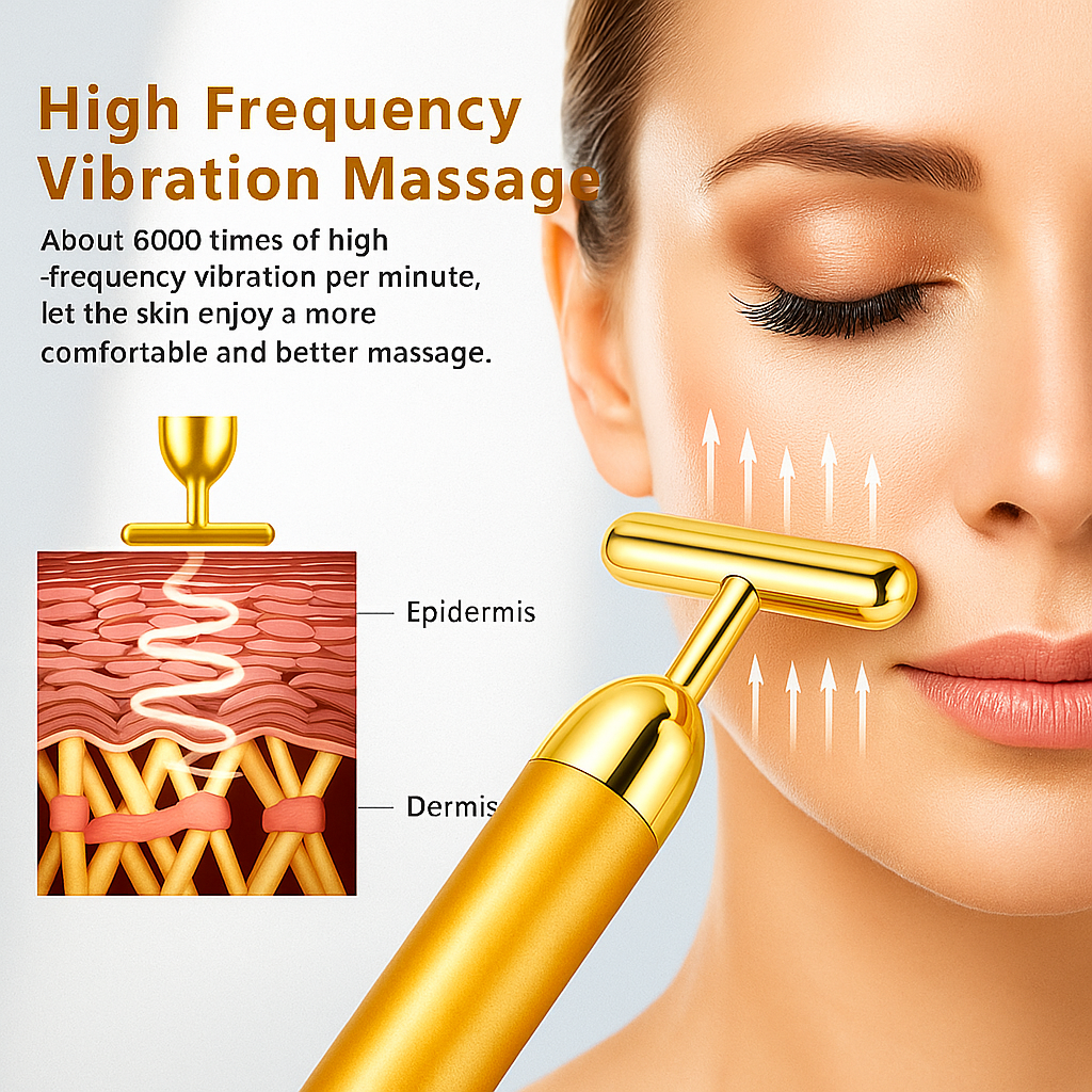 "24K Gold Face Massage Roller for Anti-Aging, Dark Circles & Wrinkles"